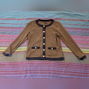 Talbots olive green and navy sweater